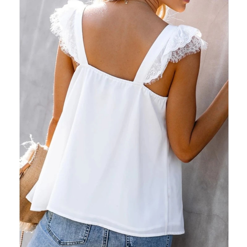 New Eyelash Lace Cap Sleeve Dressy Tank Top - Picture 6 of 8
